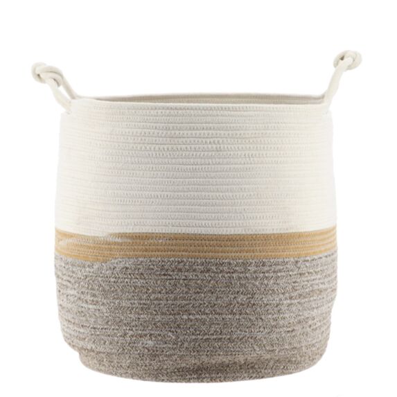 Panier à linge Corde Naturel/Marron 40x42x42cm - TENDANCE