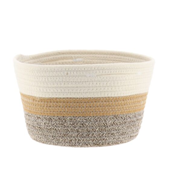 Corbeille Tissu Naturel/Marron 25x25x16cm - TENDANCE