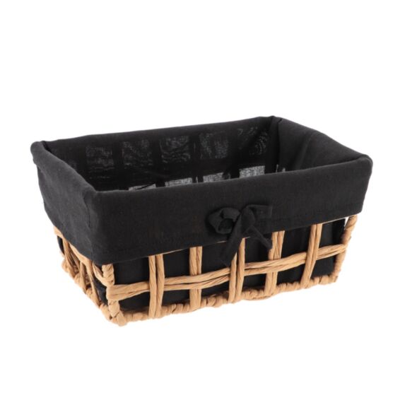 Panier à linge tressée Bambou Tissu noir 28x20x13cm - TENDANCE