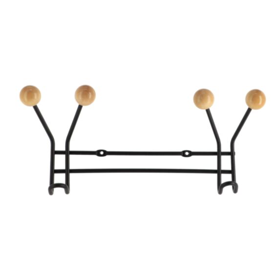 Patère 2 crochets Métal Bois Noir 12x7x7cm - TENDANCE