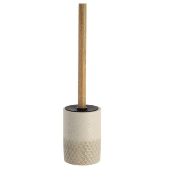 Brosse WC polyresine gravé naturel/acacia - TENDANCE