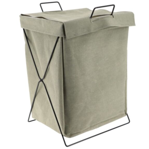 Panière à linge pliable métal/vert d'eau 50L - TENDANCE
