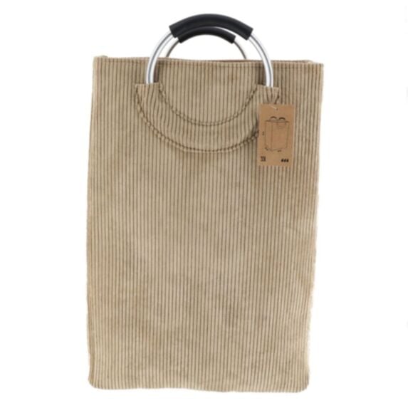Panière à linge pliable velours côtelé 55L gris - TENDANCE