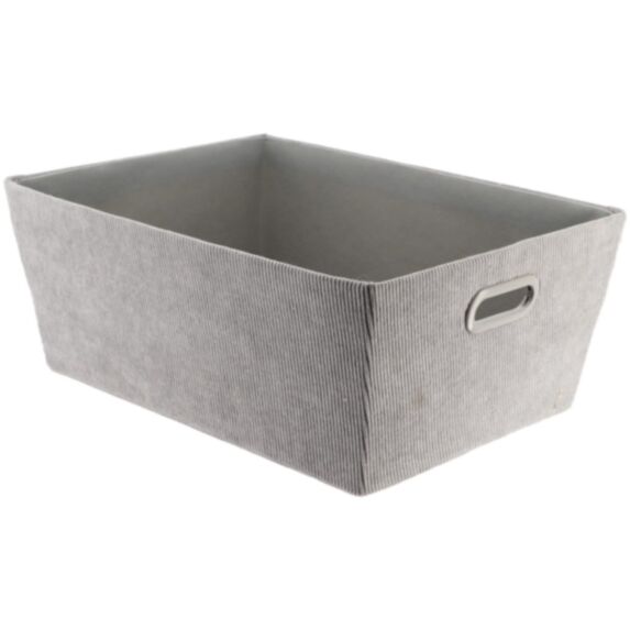 Panière velours côtelé 32,5 x 45 x 18 cm gris - TENDANCE