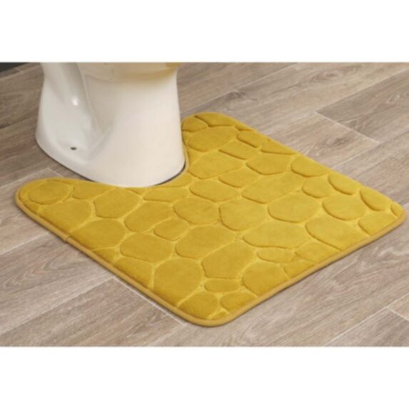 Tapis contour WC mémoire de forme galet 45 x 50 cm moutarde