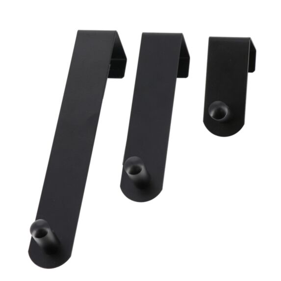 Set 3 patères acier inoxydable noir pour porte 8cm - TENDANCE