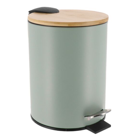 Poubelle métal bambou vert eucalyptus 3L - TENDANCE