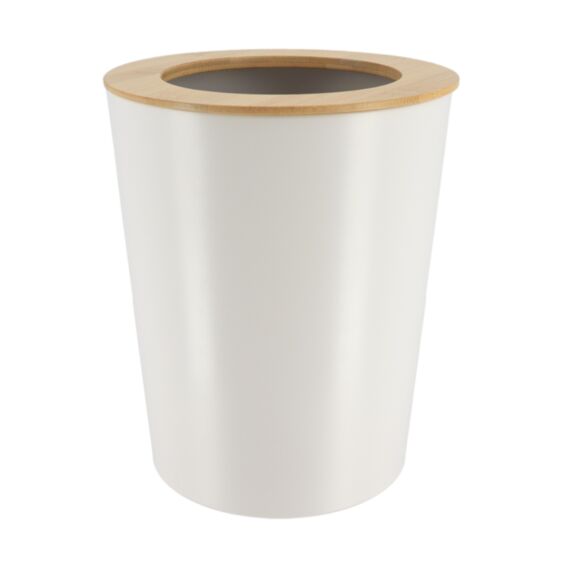 Poubelle métal évasée blanc bambou 5L - TENDANCE