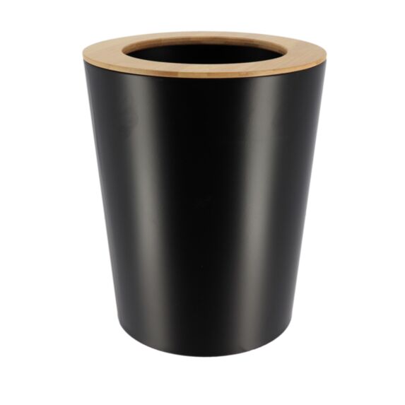 Poubelle métal évasée bambou noir/bambou 5L - TENDANCE
