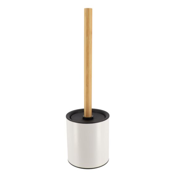 Brosse WC Tige bambou Métal Blanc 10,2cm - TENDANCE