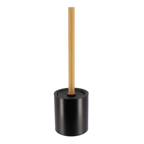 Brosse WC Tige bambou Socle métal Finition noir 10,2cm - TENDANCE
