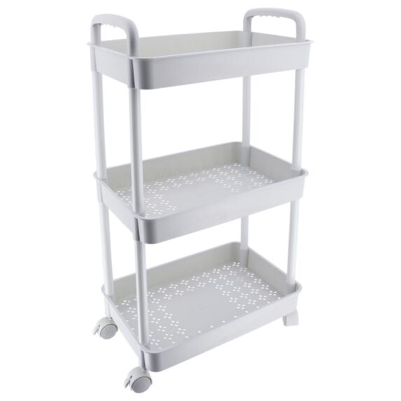 Desserte 3 paniers polypropylène blanc 77x26,5x26,5cm - TENDANCE