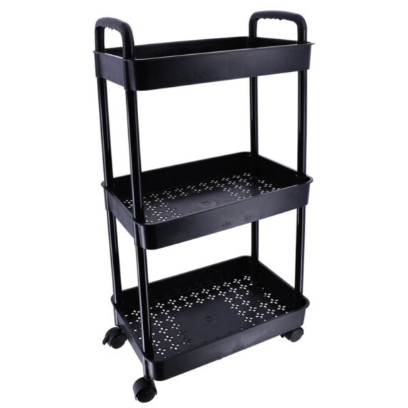 Desserte 3 paniers polypropylène noir 26,5x26,5x77cm - TENDANCE
