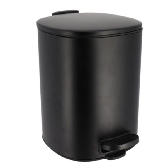 Poubelle métal carrée 5 L frein de chute à pédale noir - TENDANCE