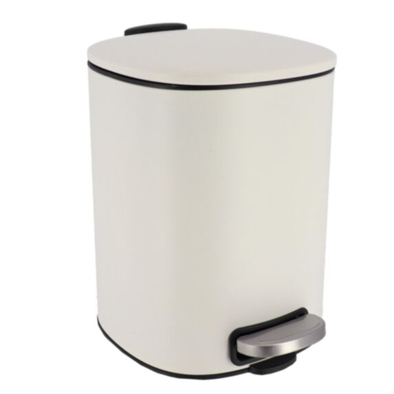 Poubelle métal carrée 5 L frein de chute à pédale blanc - TENDANCE