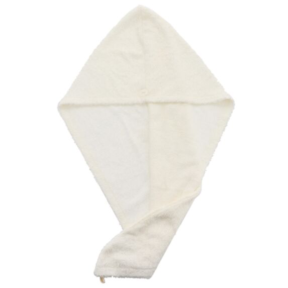 Serviette de bain pour cheveux bambou polyester beige 28x11x4cm - TENDANCE