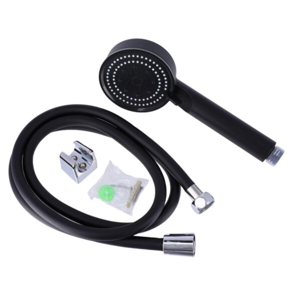 Douchette kit 5 fonctions PVC flexible noir 150cm chrome mat - TENDANCE