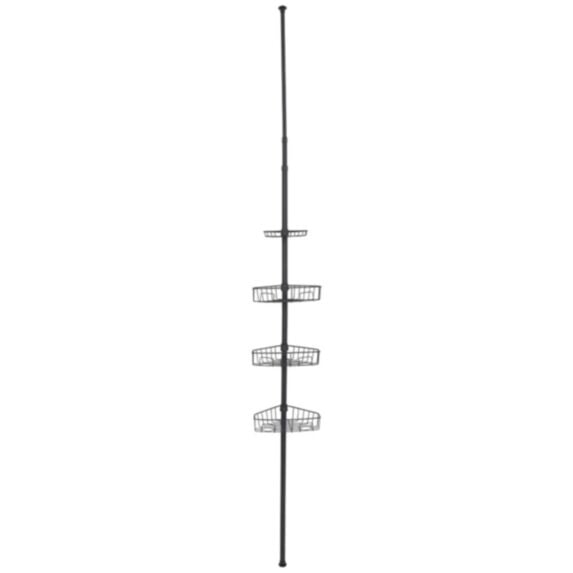 Colonne téléscopique métal peint 4 étagères noir mat - TENDANCE