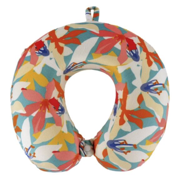 Coussin de voyage mémoire de forme imprimé Moorea déhoussable 31x10cm multicolore - TENDANCE