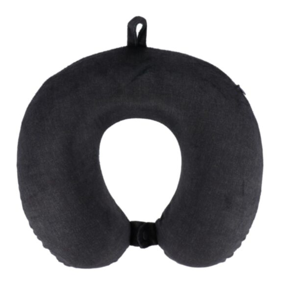 Coussin de voyage mémoire de forme imprimé déhoussable noir chiné - TENDANCE