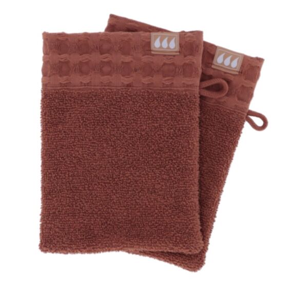 2 gants de toilette 15 x 21cm 100% coton ambre - TENDANCE
