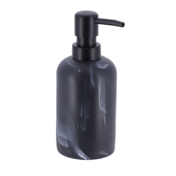 Distributeur de savon polyrésine 300ml effet marbre noir - TENDANCE
