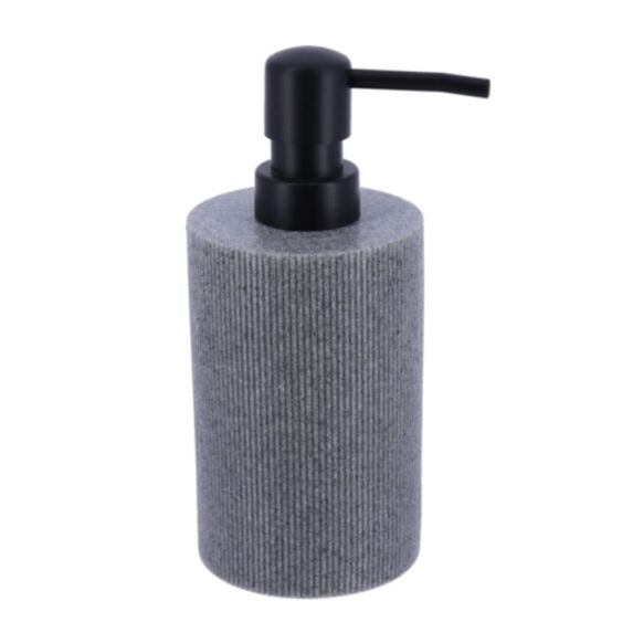 Distributeur à savon strié polyrésine 310ml gris - TENDANCE