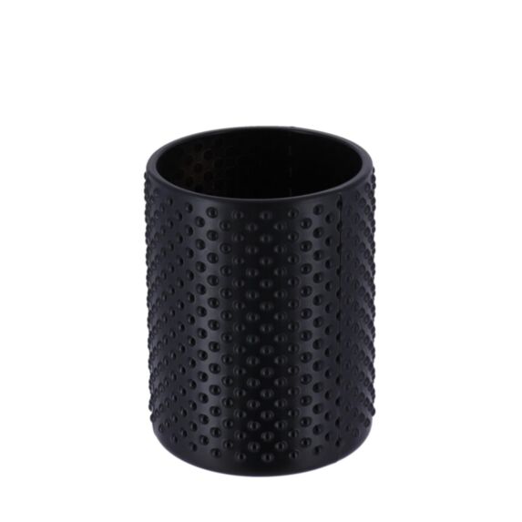 Gobelet rond verre motifs points 7,8cm noir - TENDANCE