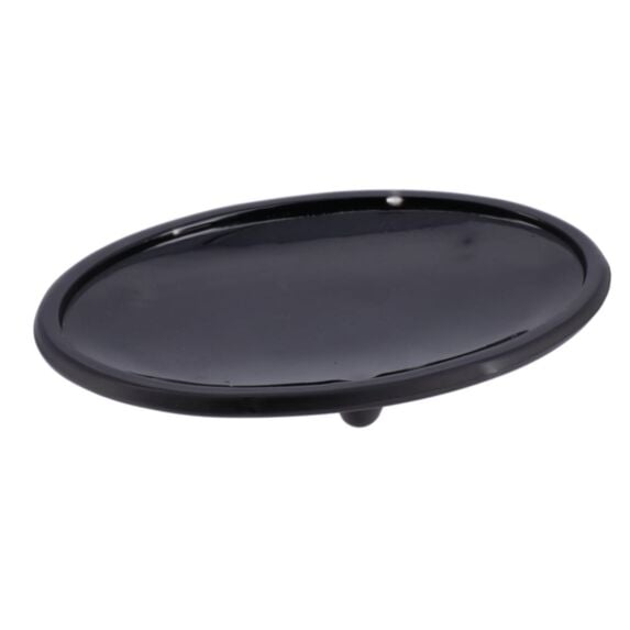 Porte-savon Ovale Verre Motifs points 9,8cm Noir - TENDANCE