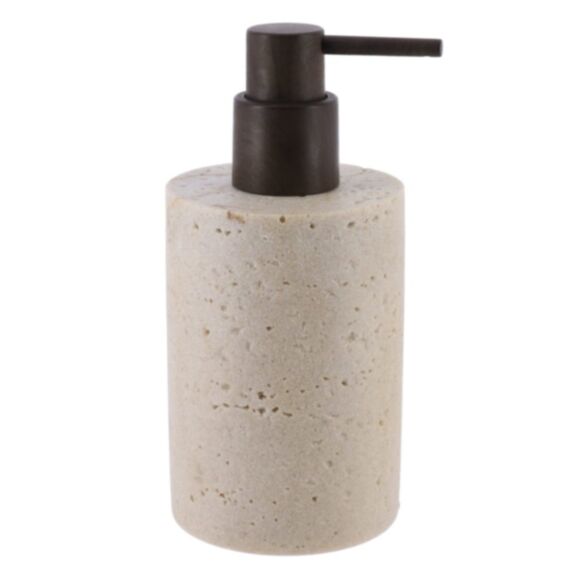 Distributeur à savon polyrésine façon travertin 320ml naturel - TENDANCE