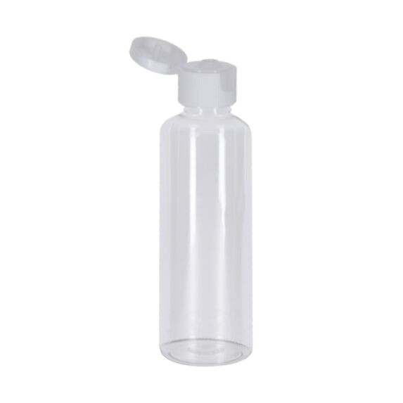 Flacon de voyage 100ml plastique transparent + capuchon - TENDANCE