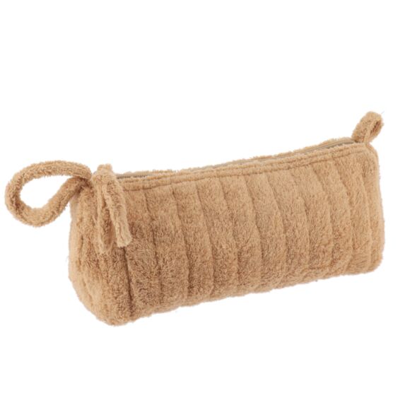 Trousse maquillage coton effet velours 5cm caramel - TENDANCE