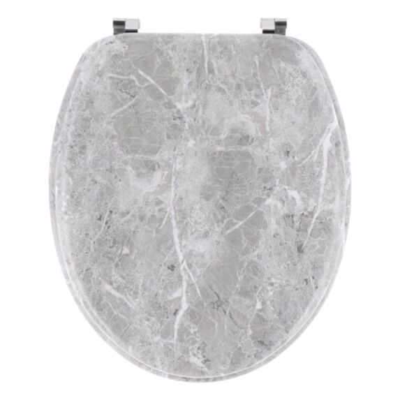 Abattant WC bois moulé MDF façon marbre 44cm gris - TENDANCE