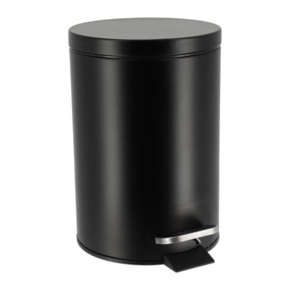 Poubelle ronde Acier inoxydable Noir 23x25cm - TENDANCE