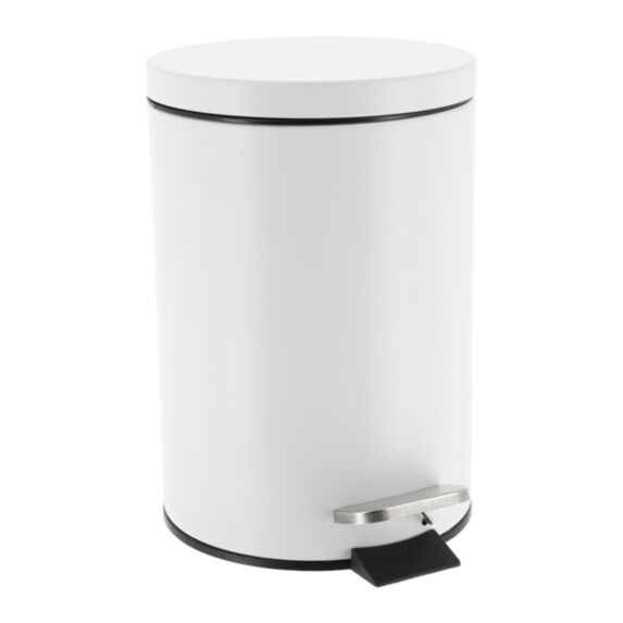 Poubelle ronde Acier inoxydable Blanc 23x25cm - TENDANCE
