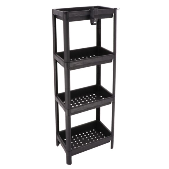 Meuble de rangement 4 niveaux plastique noir 100x23cm - TENDANCE