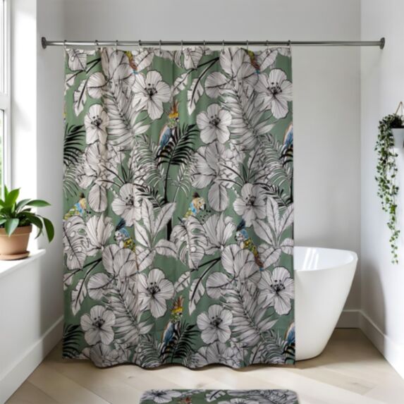 Rideau de douche PEVA 180 x 180 cm jungle fever kaki - TENDANCE
