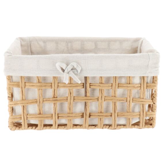 Panier à linge Papier tressé rectangulaire 40x23x19cm Naturel tissu lin - TENDANCE