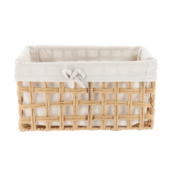 Panier à linge Papier tressé Naturel Tissu lin 35x20x18cm - TENDANCE