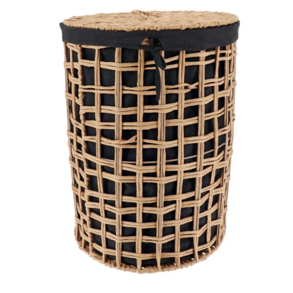 Panier à linge Papier tressé Naturel 40x56cm Noir - TENDANCE