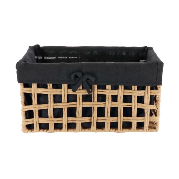 Panier à linge Papier tressé rectangulaire 35x20x18cm Naturel noir - TENDANCE
