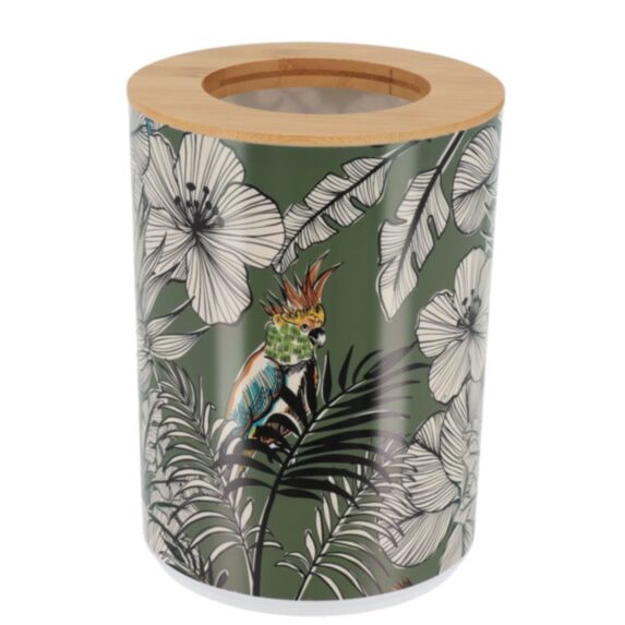 Poubelle avec couvercle bambou 5l jungle fever kaki - TENDANCE