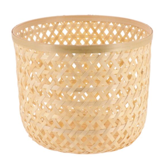 Panière à linge ronde bambou 28 x 23 cm - TENDANCE