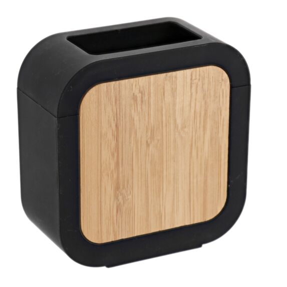 Gobelet carré Rubber/bambou Noir 5cm - TENDANCE