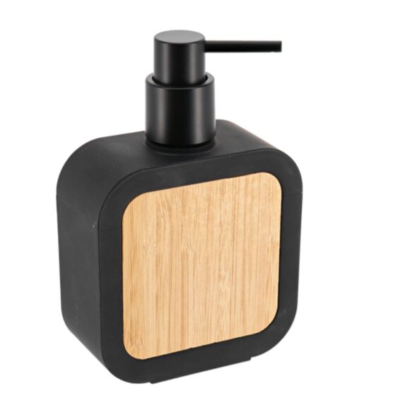 Distributeur de savon Rubber ABS/bambou Noir 350ml - TENDANCE