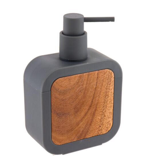 Distributeur de savon Rubber/acacia Gris 350ml - TENDANCE