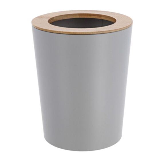 Poubelle en métal évasée 5L bambou/gris clair - TENDANCE