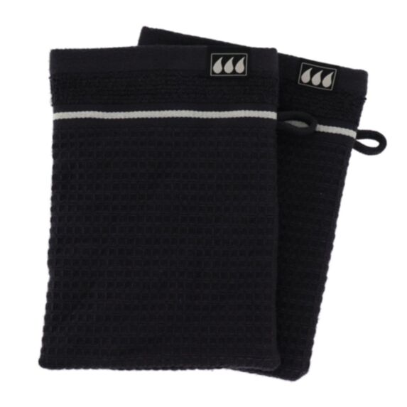 2 gants de toilette 15 x 21 cm 100% coton Japandi noir - TENDANCE