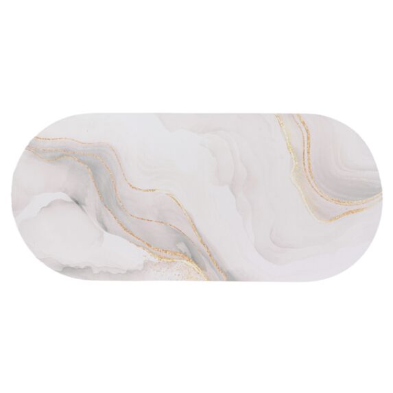 Tapis ovale Iconic Souple 45x100cm Blanc - TENDANCE