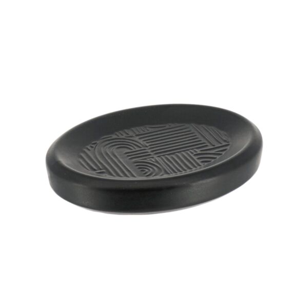Porte savon ovale grès Ethnic vibes noir - TENDANCE
